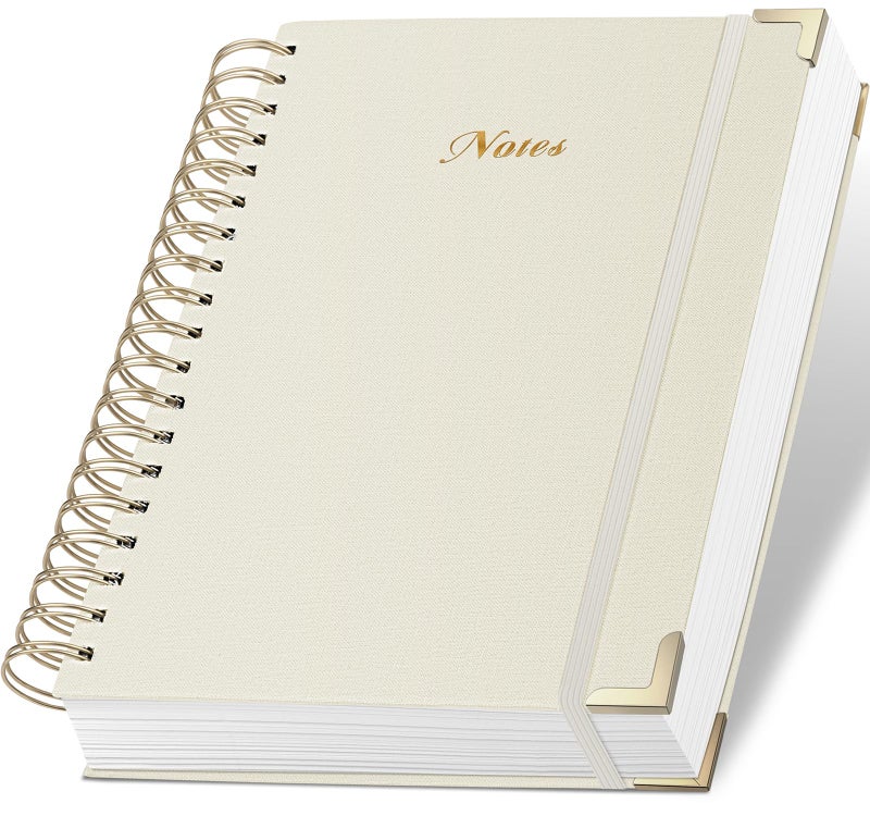 ALKALO Spiral Notebook Journal, 328 Pages Linen Hardcover College Ruled Notebook, Lined Thick Journals for Women Men, A5 Thick Spiral Journal for Writing, 100GSM Paper, Cute Notebooks for Work School - Image 1
