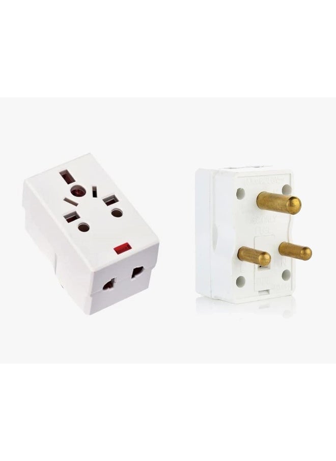 melfi Melfi 3-Way 3-Pin Plug Adapter - Universal Socket With Led Indicator And 15A Fuse For Safe, Convenient Power Distribution  - Image 1