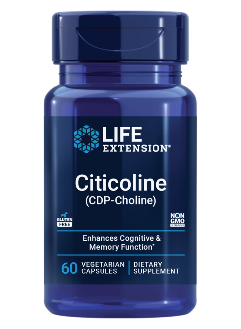 لايف إكستنشن، سيتيكولين (CDP-Choline) - مكمل السيتيكولين لدعم صحة الدماغ والوظائف الإدراكية، والتركيز، والانتباه، وتقوية الذاكرة - غير معدل وراثياً، خالي من الجلوتين، نباتي - 60 كبسولة. - Image 1
