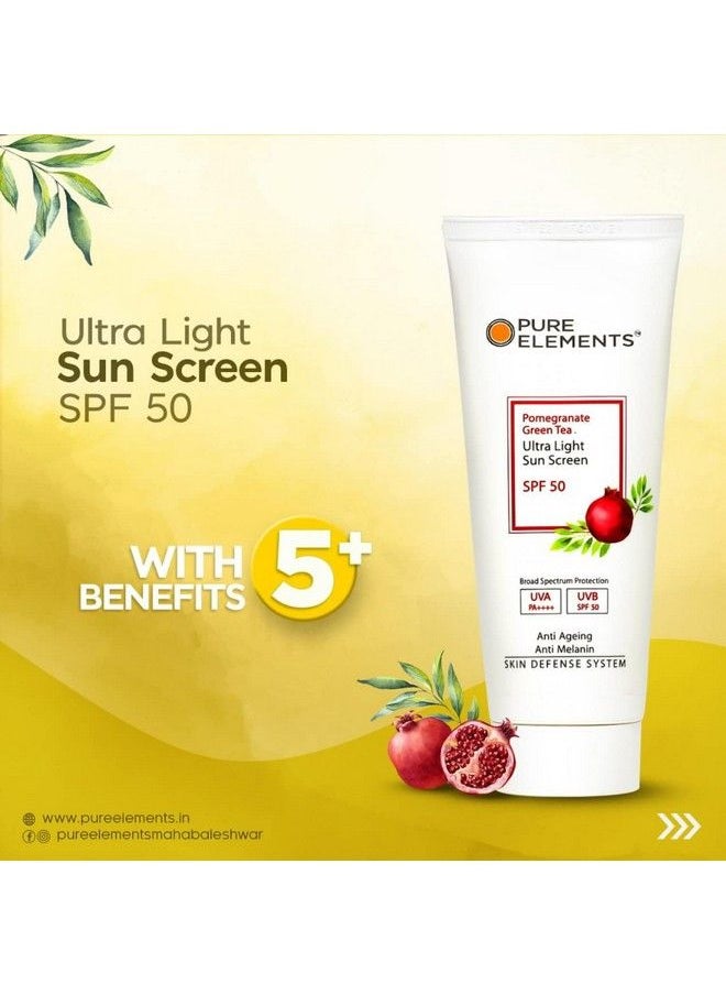 Pure Elements Pomegranate Green Tea Ultralight Sunscreen Spf 50 Lightweight No White Cast Acne Safe For Men & Women 50 Gm  - Image 2