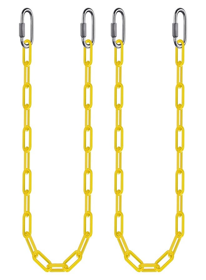 BeneLabel 2Pcs 40" Heavy Duty Hanging Chains with Carabiners 1000 LBs Capacity Swing Chain Extension with Hooks Hammock Chains Yellow Coated Chain for Hanging Chair, Punching Bags, Swing Chair, Egg Chairs - Image 1