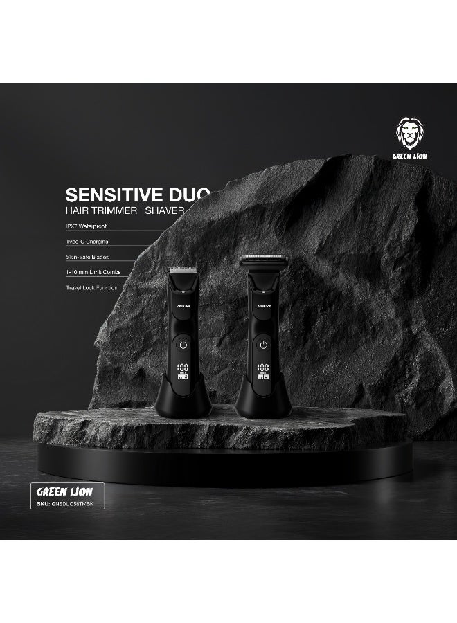 GREEN LION Sensitive Duo Hair Trimmer & Shaver with 1.5H Working Time / Skin Safe Blades / Combs Included / IPX7 Waterproof / Ceramic & Stainless Steel Blade Material / Travel Lock Function - Black - Image 3