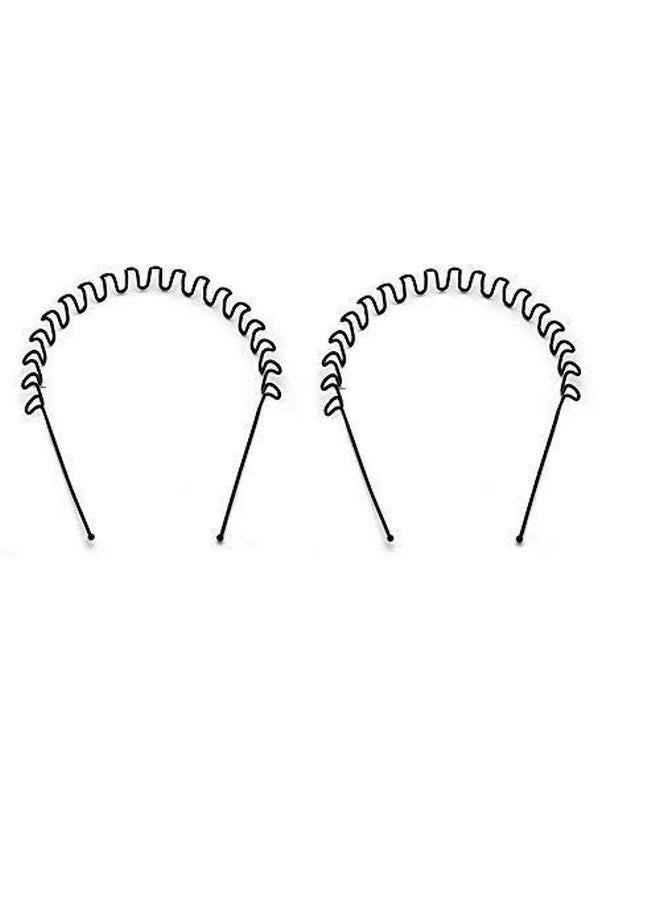 ELRINZA (Hair Band Pack Of 2) For Men And Women Daily Use Black Spring Zigzag Wave Metal Hair Hoop Band Pack Of 2 Color Black - Image 1