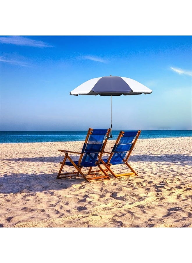 GRANDMEI - Chair Umbrella with Clamp,46 inches UPF 50+ Clip on Parasol for Patio,Beach Chairs,Strollers,Wheelchairs,Golf Carts (White/Blue) - Image 1