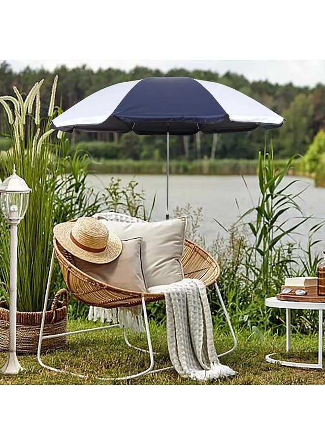 GRANDMEI - Chair Umbrella with Clamp,46 inches UPF 50+ Clip on Parasol for Patio,Beach Chairs,Strollers,Wheelchairs,Golf Carts (White/Blue) - Image 1