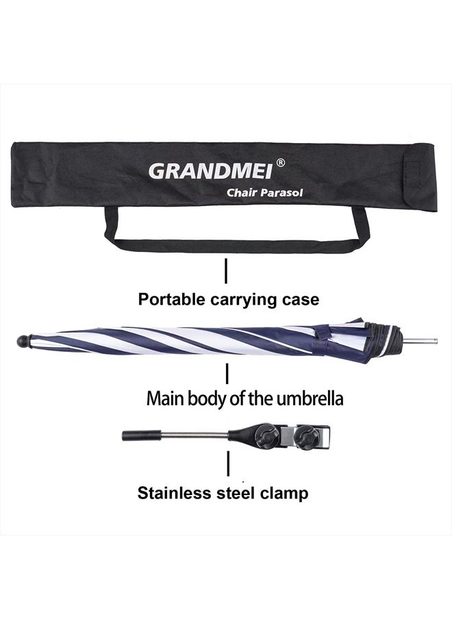 GRANDMEI - Chair Umbrella with Clamp,46 inches UPF 50+ Clip on Parasol for Patio,Beach Chairs,Strollers,Wheelchairs,Golf Carts (White/Blue) - Image 1