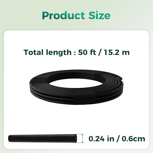 SPONDWILD 50 Ft 14 Inch Blank Distribution Tubing UV Protected Flexible Black Drip Hose Universal for Garden Potted Plants and Veggie Beds Fits Standard Drip Components - Image 3