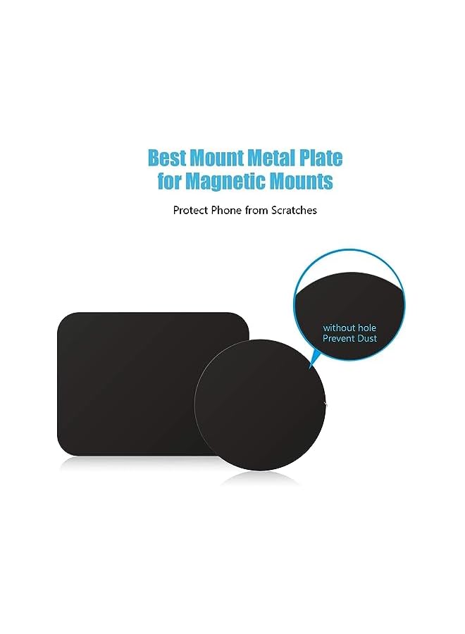 Green Tiger Mount Metal Plate with Adhesive for Magnetic Cradle-Less Mount - X4 Pack 2 Rectangle and 2 Round (Compatible with Magnetic mounts) (Black) - Image 4