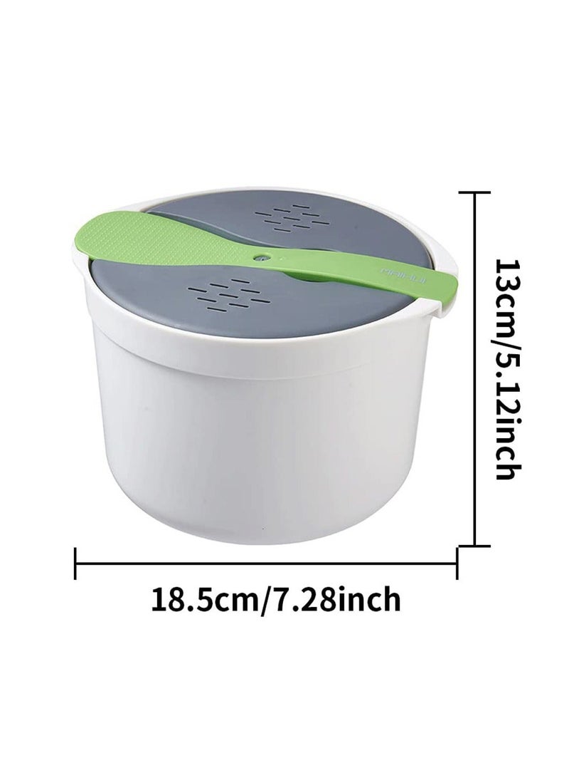 Microwave Rice Cooker, 2L Microwave Steamer Set with Rice Scoop, Lid, Strainer and Steaming Pot, Microwave Rice Maker Set for Pasta, Potato, Vegetables, Quinoa, Oatmeal, Non-stick, BPA Free (Green)  - Image 4