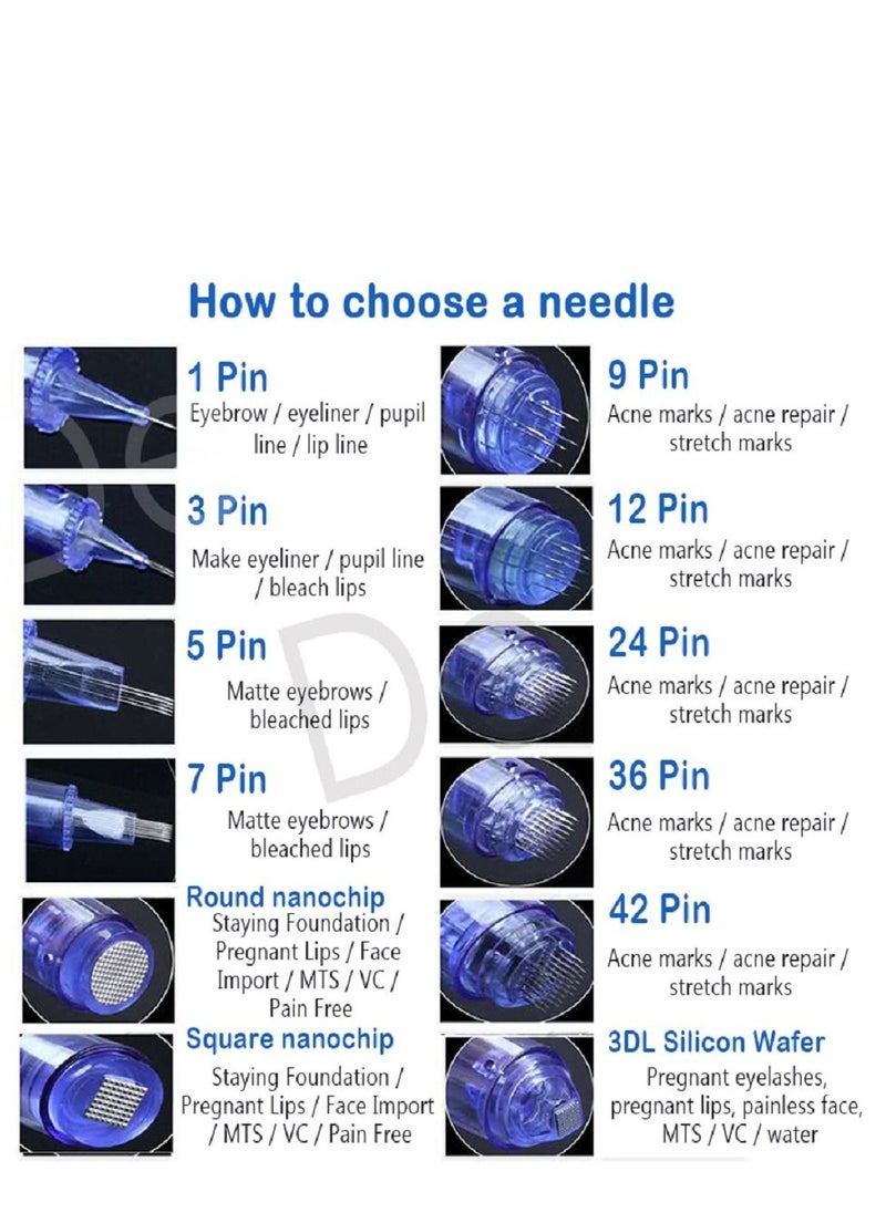 25-Piece 12 Pins Replacement Cartridges Disposable Needles Compatible with Derma Pen A1