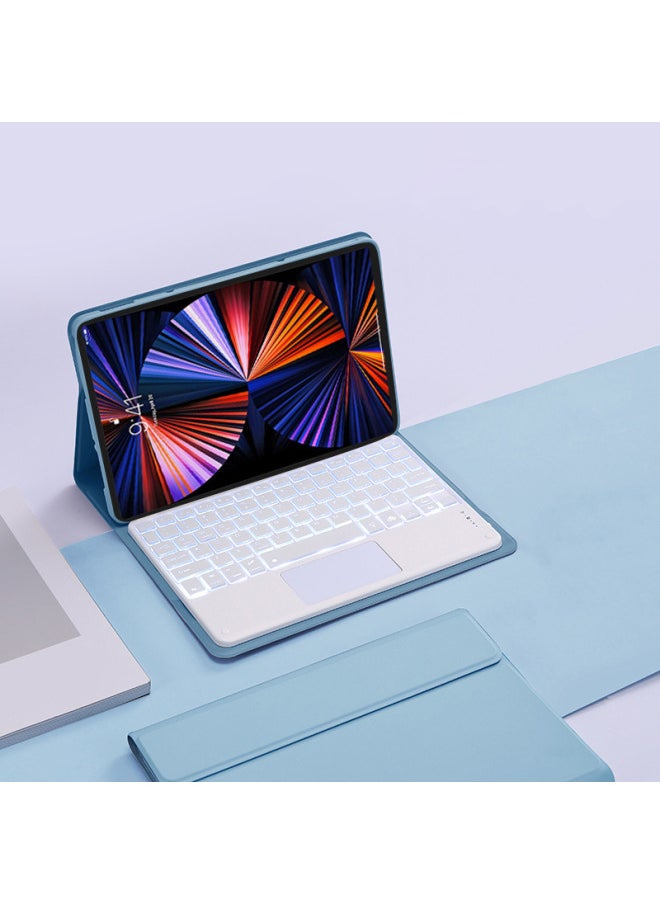 Generic For Lenovo Small P11 Flat Leather Case Pad Pro Protective Case Bluetooth Keyboard Wonderful Touch Backlight 11.5 Inch-Color:Mist Blue-Touch Bluetooth Keyboard (Backlit)-Product Type:Lenovo K11/K11Pro  - Image 1