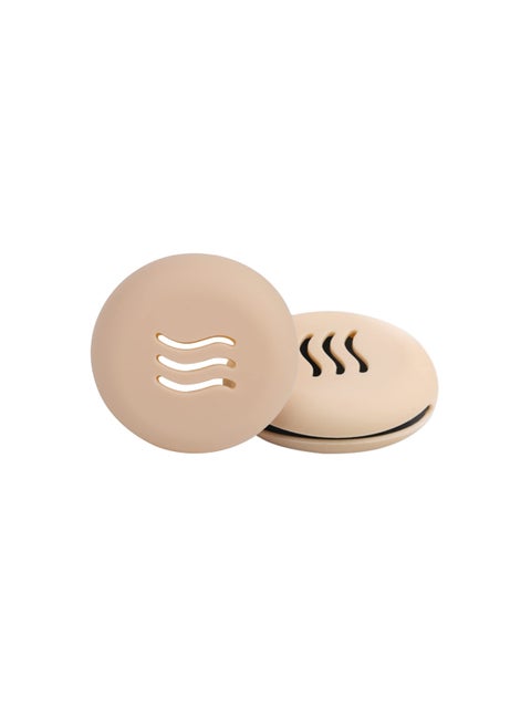 Double-Sided Breathable Silicone Makeup Sponge Holder Case for Travel & Home, Shatterproof & Reusable Makeup Puff Storage, Easy Carry, Khaki (Set of 2)
