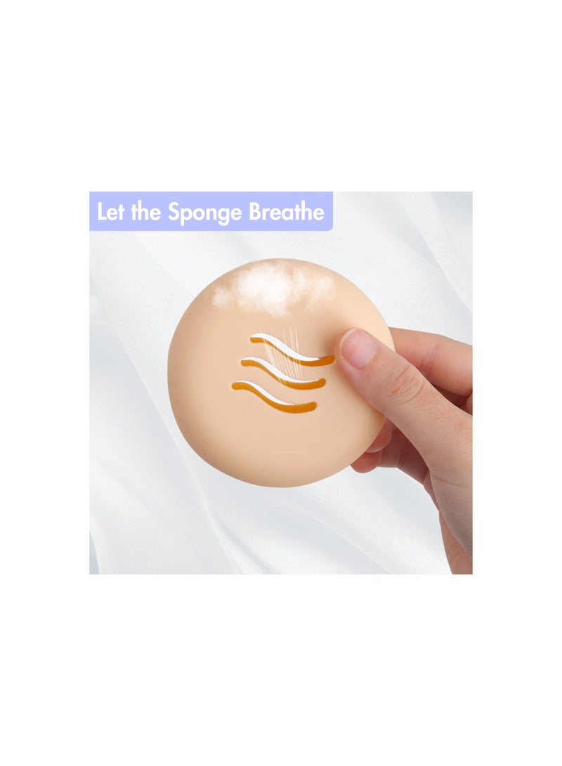 Double-Sided Breathable Silicone Makeup Sponge Holder Case for Travel & Home, Shatterproof & Reusable Makeup Puff Storage, Easy Carry, Khaki (Set of 2) - Image 3
