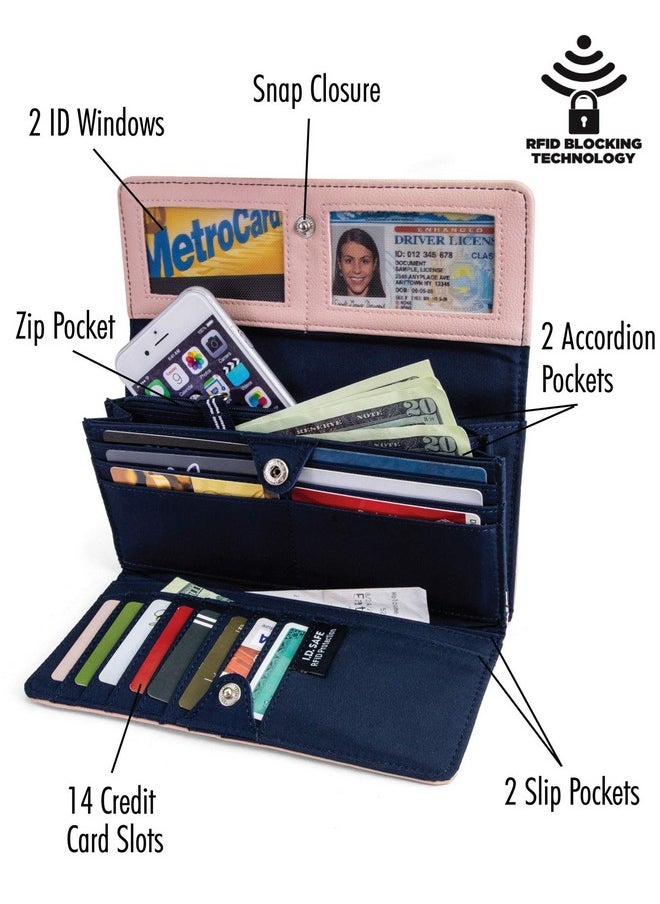 NAUTICA Money Manager Rfid Women’S Wallet Clutch Organizer (Petal Pink)  - Image 2