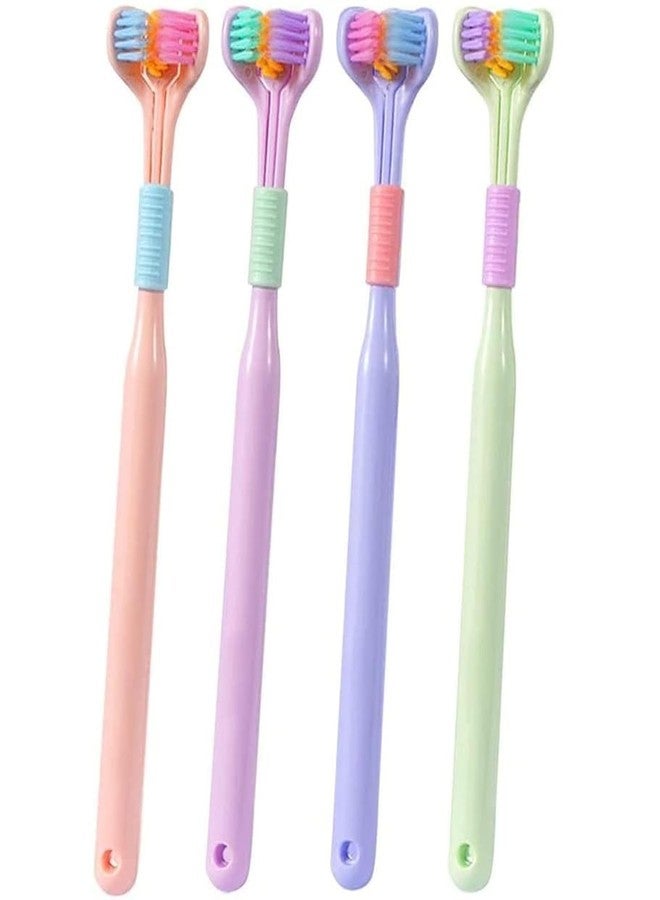 XEREBIAN 3-Sided Manual Toothbrush, Soft Bristle Toothbrush With Tongue Scraper, Travel Toothbrush For Complete Teeth And Gum Care For Adults (1),Multicolour - Image 1