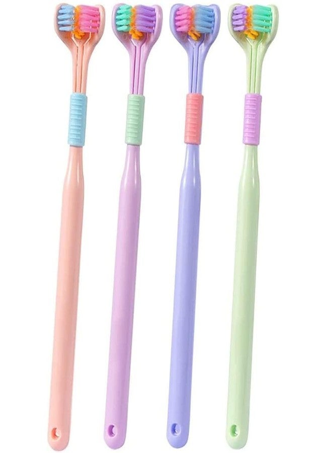 XEREBIAN 3-Sided Manual Toothbrush, Soft Bristle Toothbrush With Tongue Scraper, Travel Toothbrush For Complete Teeth And Gum Care For Adults (1),Multicolour - Image 2