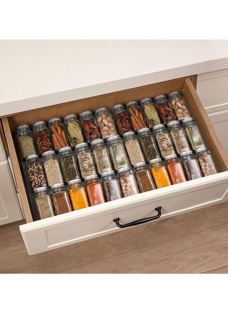 Generic - 24 Pcs Glass Spice Jars with Labels - 4oz Empty Square Spice Bottles Containers, Condiment Pot, Shaker Lids and Airtight Metal Caps - Silicone Collapsible Funnel - Image 1