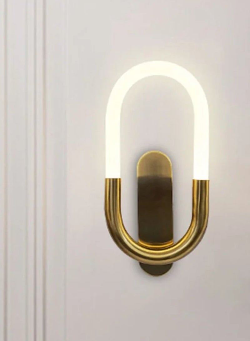 Warm White Oval-Shaped Antique Brass Gold Classic LED Wall Lamp - Image 1