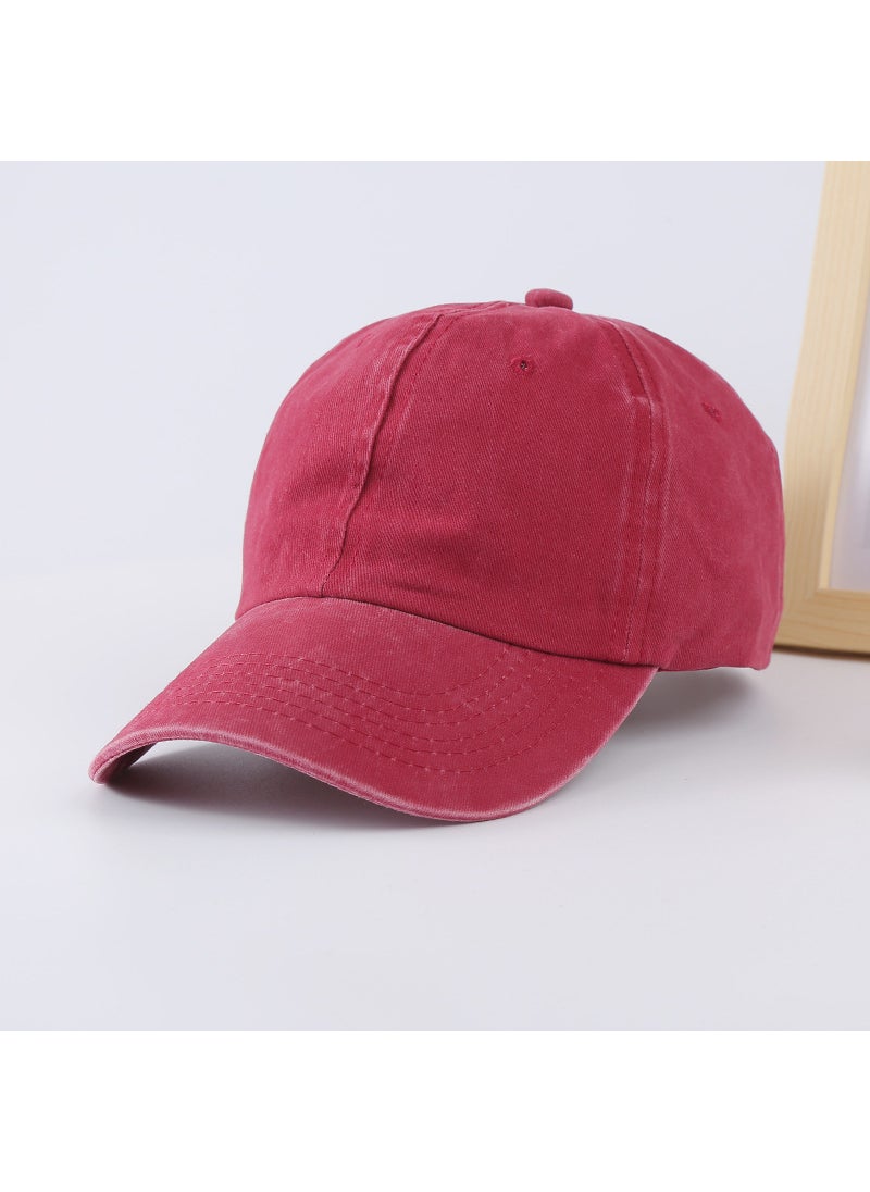 Generic Vintage Washed Cotton Dad Cap Unisex Wine red 