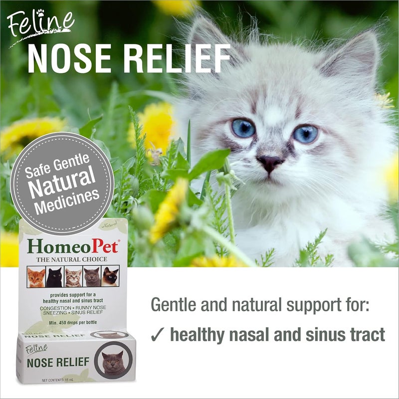 HomeoPet Feline Nose Relief Natural Nasal and Sinus Medicine for Cats Pet Medicine 15 Milliliters - Image 2