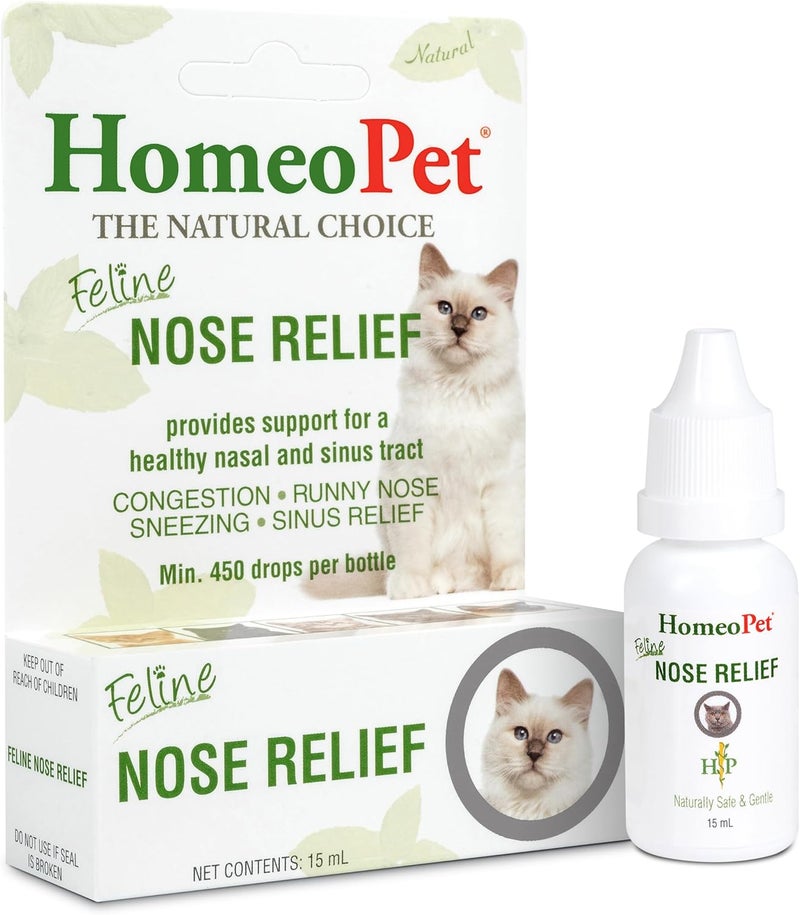 HomeoPet Feline Nose Relief Natural Nasal and Sinus Medicine for Cats Pet Medicine 15 Milliliters - Image 1