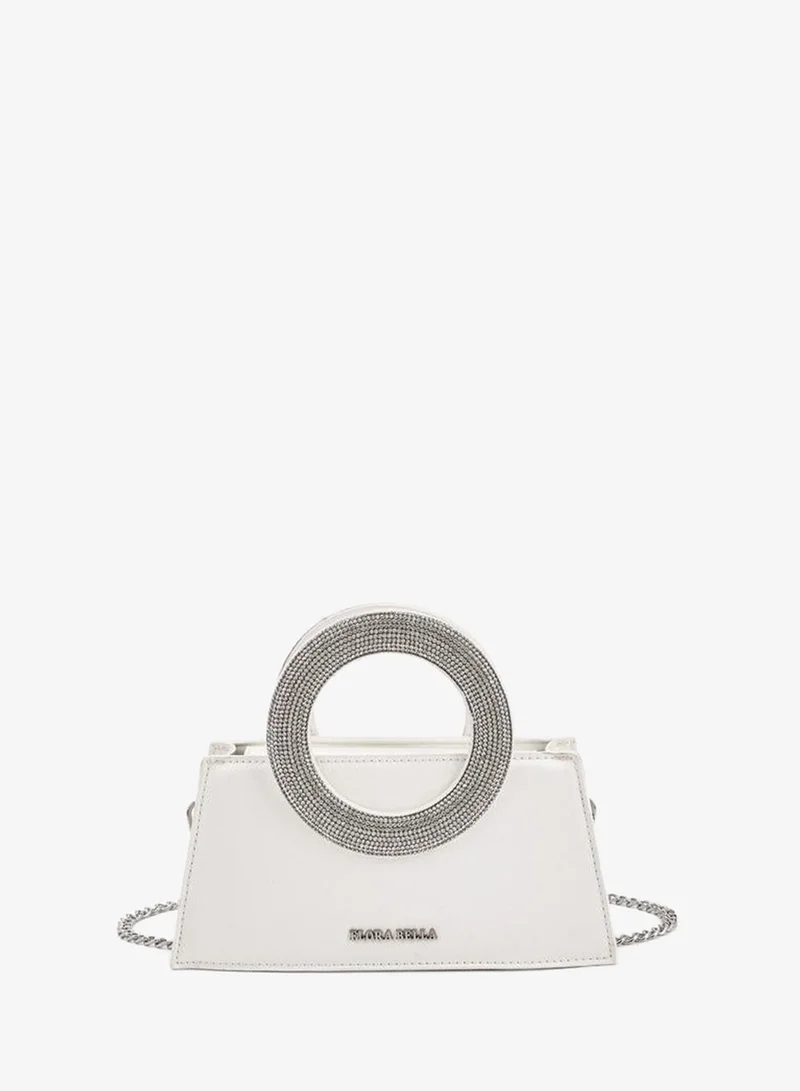 DIAMANTE  HANDLE BAG WITH DETACHABLE SHOULDER CHAIN STRAP