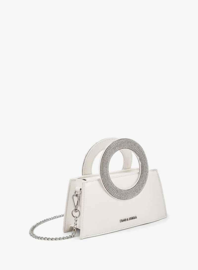 Flora Bella By Shoexpress CREAM DIAMANTE  HANDLE BAG WITH DETACHABLE SHOULDER CHAIN STRAP for Women | Best Price UAE