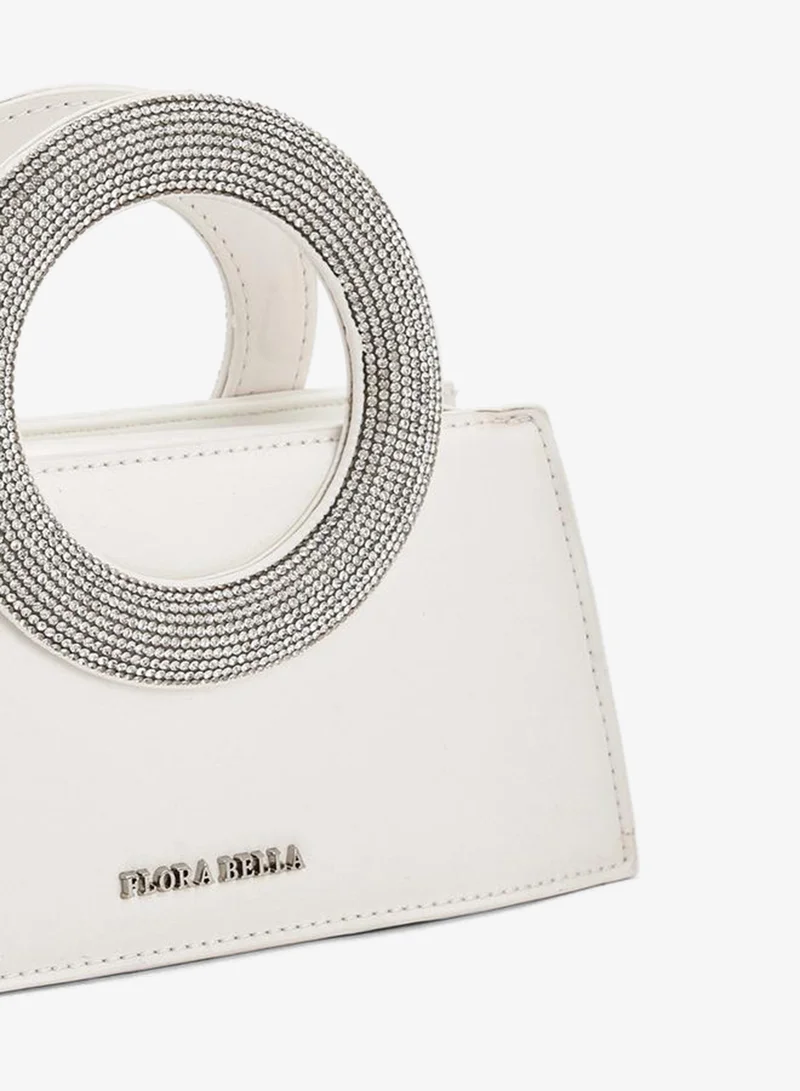 Flora Bella By Shoexpress CREAM DIAMANTE  HANDLE BAG WITH DETACHABLE SHOULDER CHAIN STRAP for Women | Best Price UAE