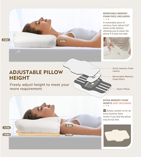 Osteo Cervical Pillow for Neck Pain Relief, Hollow Design Odorless Memory Foam Pillows with Cooling Case, Adjustable Orthopedic Bed Pillow for Sleeping, Support for Side Back Sleepers - Image 4