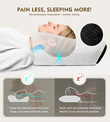 Osteo Cervical Pillow for Neck Pain Relief, Hollow Design Odorless Memory Foam Pillows with Cooling Case, Adjustable Orthopedic Bed Pillow for Sleeping, Support for Side Back Sleepers - Image 2
