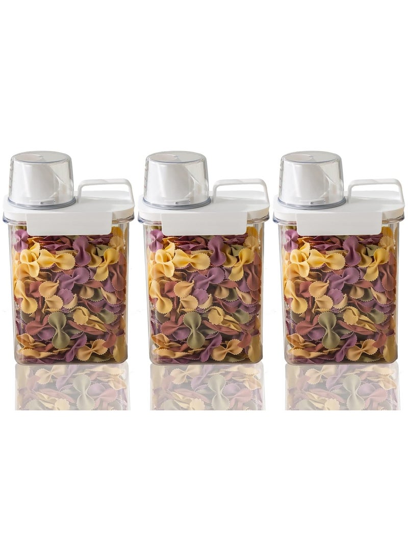 AUTOYSUR Rice Airtight Dry Food Storage Containers with Lock Lid,3 Pack Pour Spout and Seal Buckles Food Dispenser,Cereal Containers Dispenser with Measuring Cup,Rice Storage Bin,,BPA Free(1800ML*3PC)  - Image 1