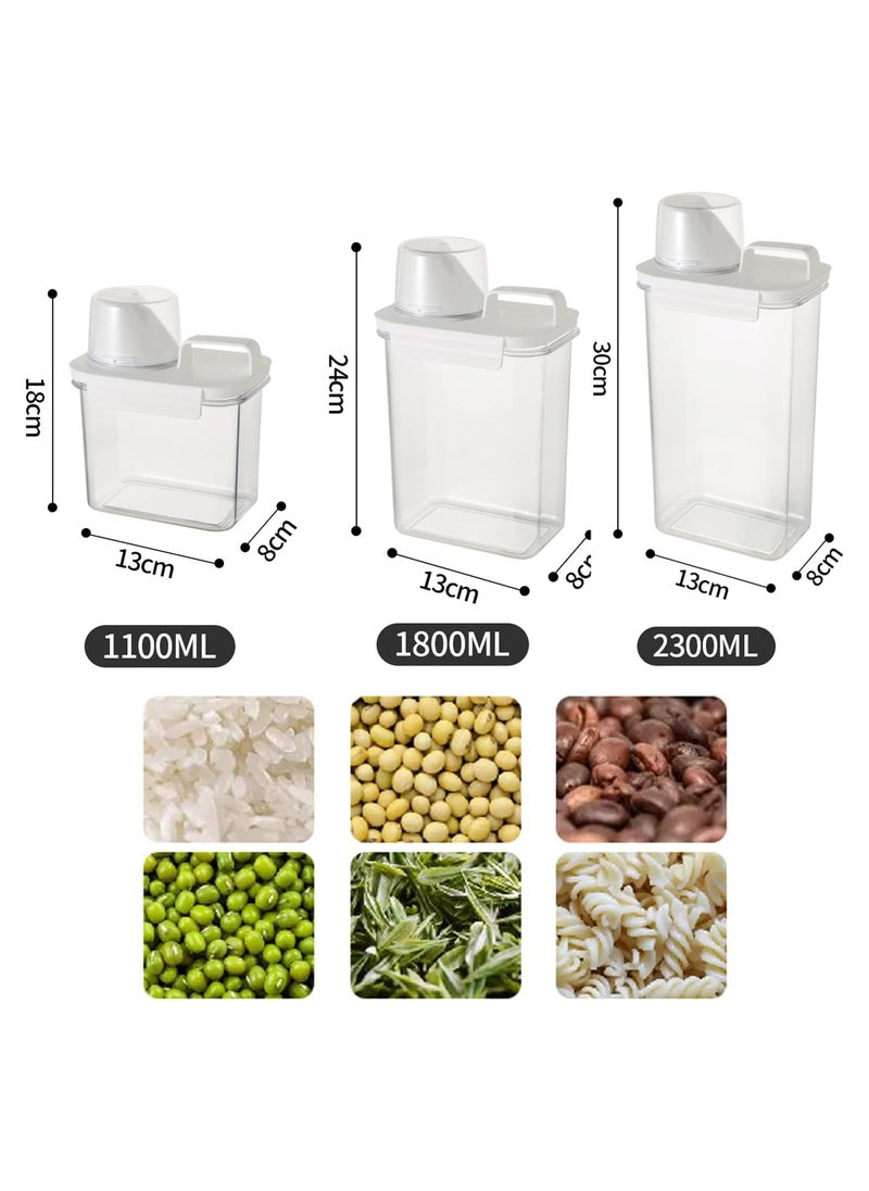 AUTOYSUR Rice Airtight Dry Food Storage Containers with Lock Lid,3 Pack Pour Spout and Seal Buckles Food Dispenser,Cereal Containers Dispenser with Measuring Cup,Rice Storage Bin,,BPA Free(1800ML*3PC)  - Image 2