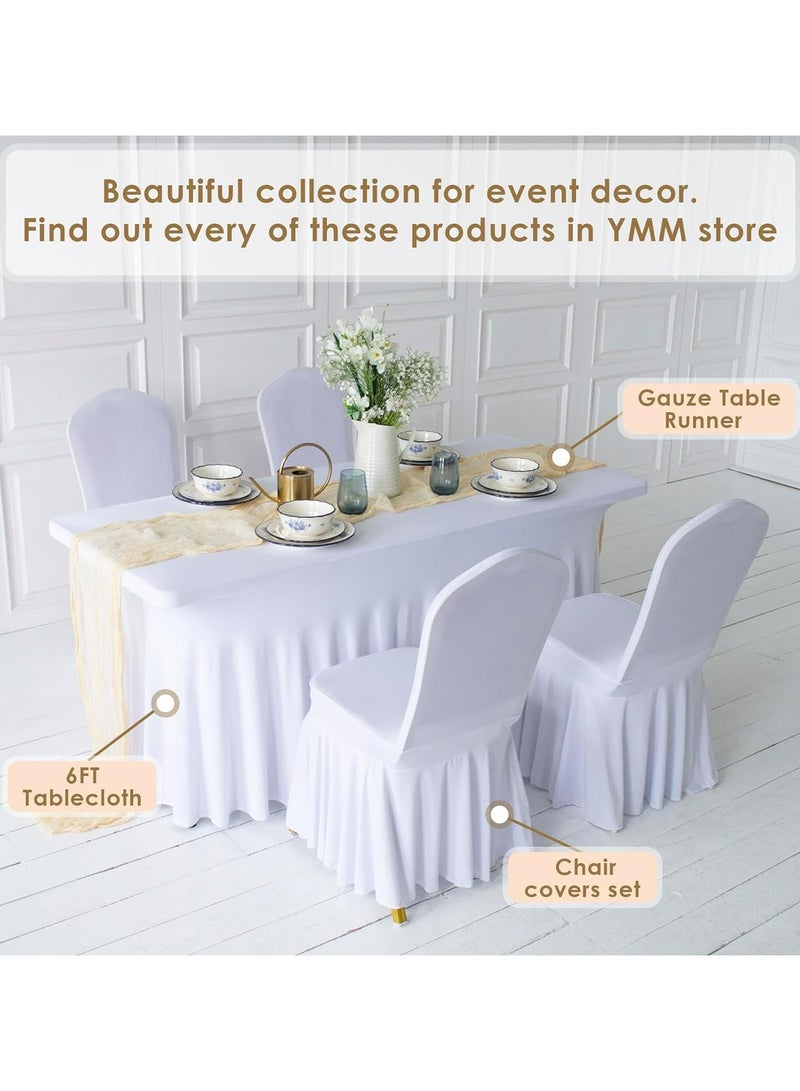 كيلا مفرش مائدة من قماش الجبن باللون البيج 400 سم مفرش مائدة طويل من قماش الجبن الشاش البوهيمي - Image 2