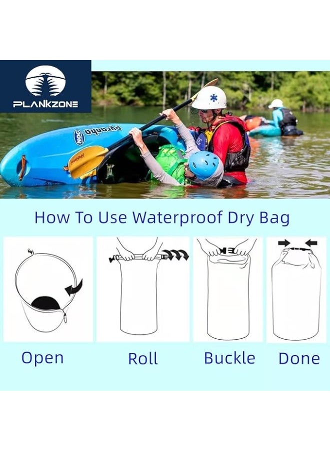 Plankzone Waterproof Dry Bag Roll Top Compression Sack, 20L, Blue, Lightweight Foldable with Floating Waterproof Phone Pouch for Kayaking, Beach, Rafting, Boating, Hiking, Camping, Fishing - Image 4