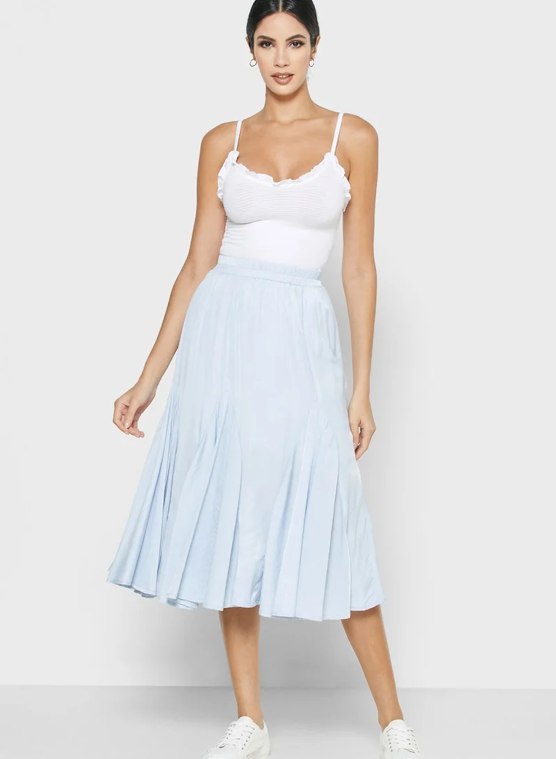 Reserved High Waist Pleated Midi Skirt