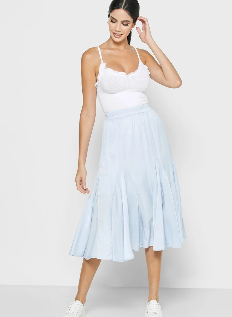Reserved High Waist Pleated Midi Skirt