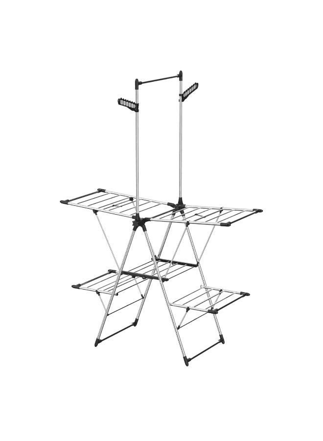 ليبيرتي حامل تجفيف ملابس من الفولاذ المقاوم للصدأ من ليبرتي بتصميم مجنح - حامل غسيل متعدد الطبقات قابل لتعديل الارتفاع (الموديل 127906E) - Image 2