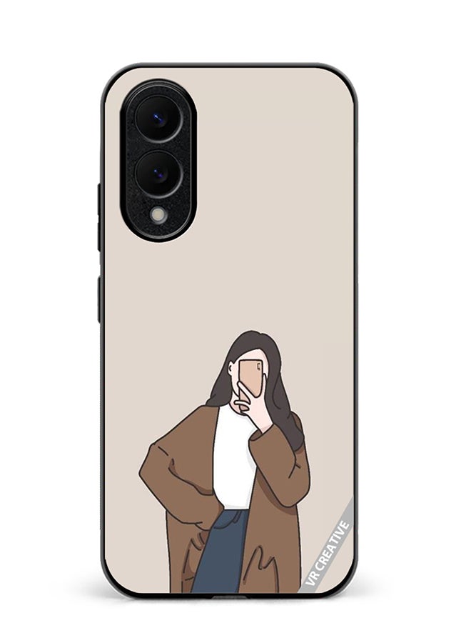 VR CREATIVE Protective Case Cover For Samsung Galaxy S25 Edge Minimilist Girl Design Multicolour