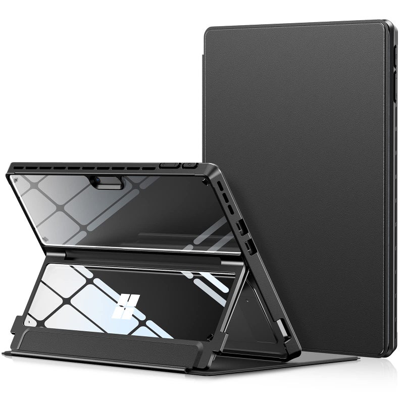 INFILAND Microsoft Surface Pro 11/10/9 Case, Military-Grade Drop Protection High Clearity Case Leather Cover Designed for Surface Pro 11th Edition AI, Work with Type Cover Keyboard, Black - Image 1