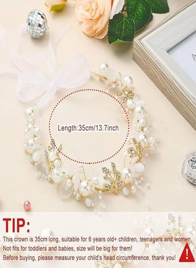 KPS Pearl Tiara For Girls | Elegant Princess Crown Headband | Bridal/Party/Wedding & Birthday Hair Accessory | Princess Crown Hair Accessory | Fashion Accessories (Pack of 1,Multicolor) - Image 3