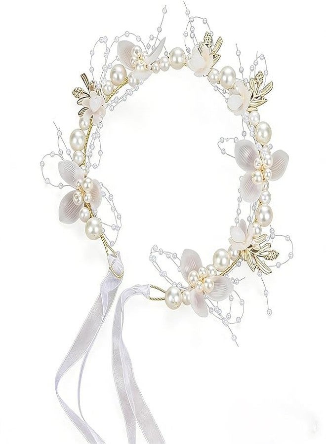 KPS Pearl Tiara For Girls | Elegant Princess Crown Headband | Bridal/Party/Wedding & Birthday Hair Accessory | Princess Crown Hair Accessory | Fashion Accessories (Pack of 1,Multicolor) - Image 1