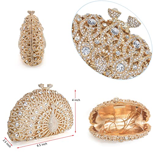 MOSSMON Peacock Luxury Rhinestone Crystal Evening Clutch Bag Sparkly Bride Wedding Party Purses for Women - Image 5