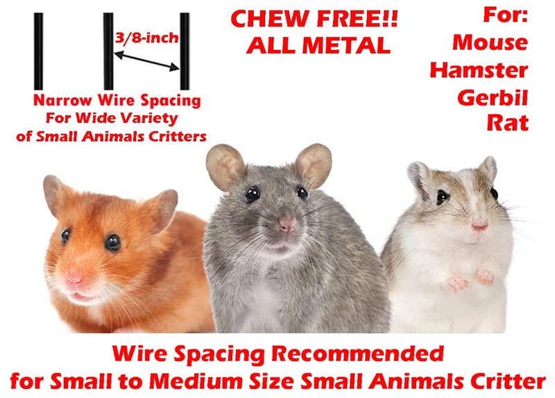 Mcage 3-Levels Easy Portable Collapsible Ferret Chinchilla Sugar Glider Rats Mouse Animal Critter Chew-Proof Metal Carrier Travel Cage with Narrow 3/8-Inch Bar Spacing Easy to Setup No Tools Needed - Image 1