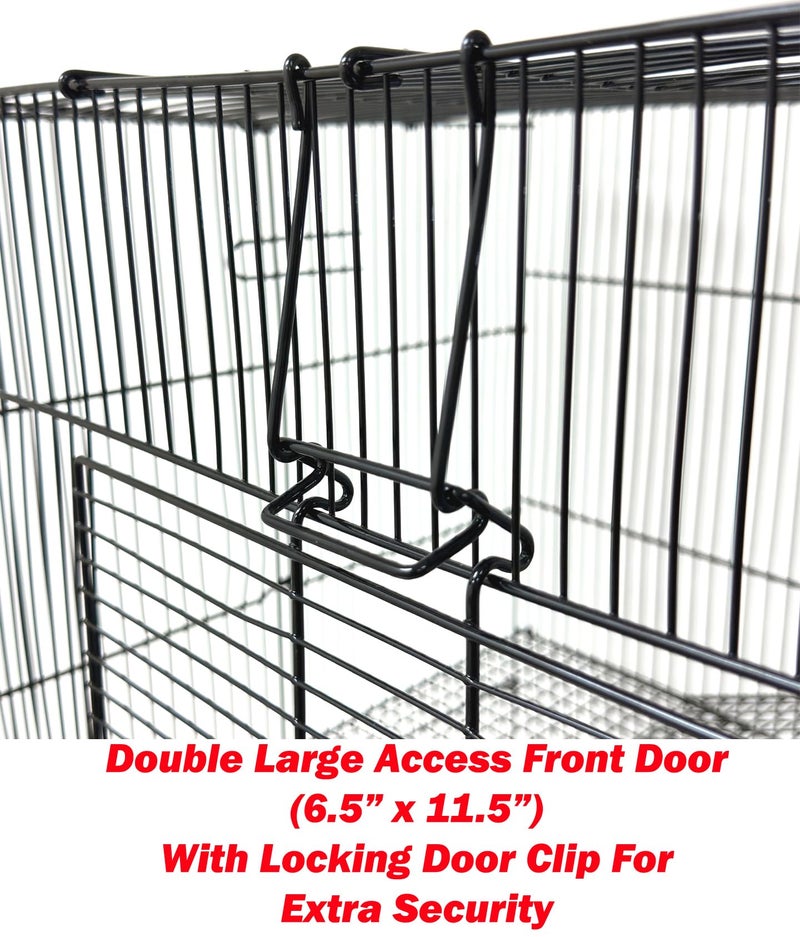 Mcage 3-Levels Easy Portable Collapsible Ferret Chinchilla Sugar Glider Rats Mouse Animal Critter Chew-Proof Metal Carrier Travel Cage with Narrow 3/8-Inch Bar Spacing Easy to Setup No Tools Needed - Image 3