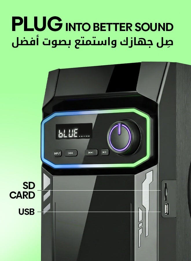 Faster XB8500 2.1 CH Home Theater Multimedia Speaker with Wired Subwoofer 90W Powerful Output - Dedicated Sound Mode, Deep and Thrilling Bass, Dolby Digital Embedded - Multi Color LED Display - Supporting Bluetooth, AUX, USB & Remote - Image 2
