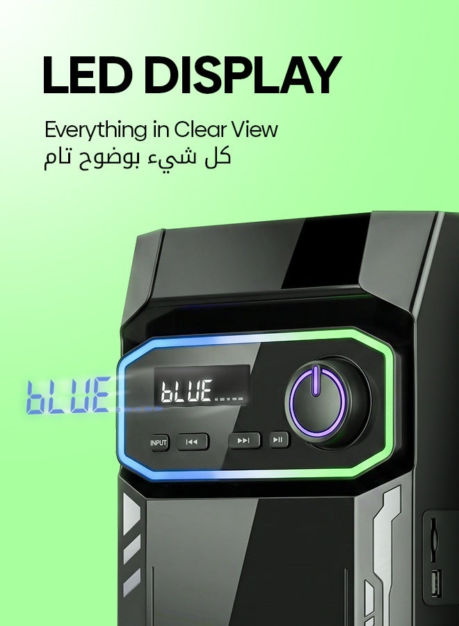 Faster XB8500 2.1 CH Home Theater Multimedia Speaker with Wired Subwoofer 90W Powerful Output - Dedicated Sound Mode, Deep and Thrilling Bass, Dolby Digital Embedded - Multi Color LED Display - Supporting Bluetooth, AUX, USB & Remote - Image 4