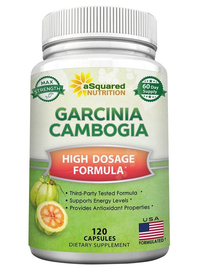 aSquared Nutrition - 100% Natural Garcinia Cambogia Extract 120 Capsules Ultra High Strength Hca Diet Pills Pure Weight Loss Best Extreme Fat Burner Slim  Detox Max Premium Blocker For Men  Women - Image 1