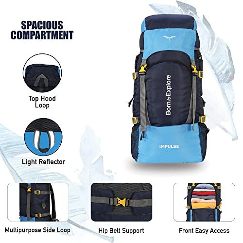 Impulse Rucksack bags 55 litres travel bag for men tourist bag for travel backpack for hiking trekking Bag for men camping Mountain Calling Blue with 1 year Warranty - Image 2