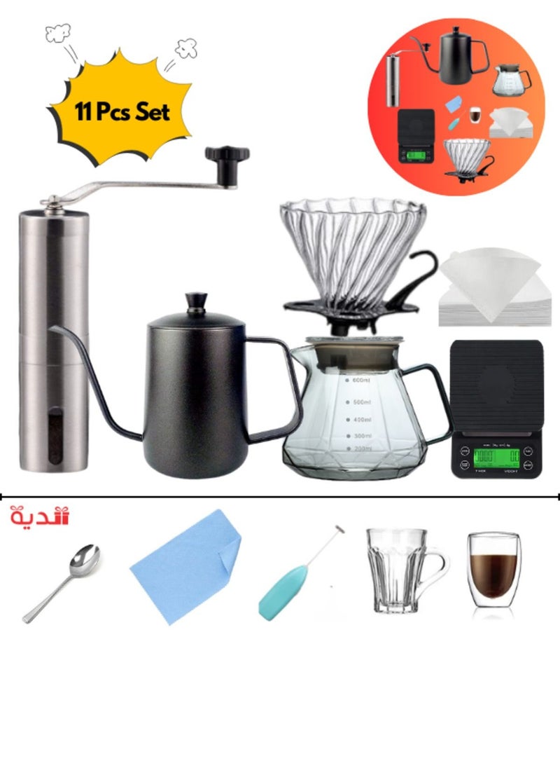 11 Pcs V60 Premium Pour Over Manual Coffee Maker with Manual Grinder Dripper Set - pzsku/ZEA4C0F6DF4243891D7F0Z/45/1741252507/b6e45526-2725-4e9d-a956-03933f570bd8