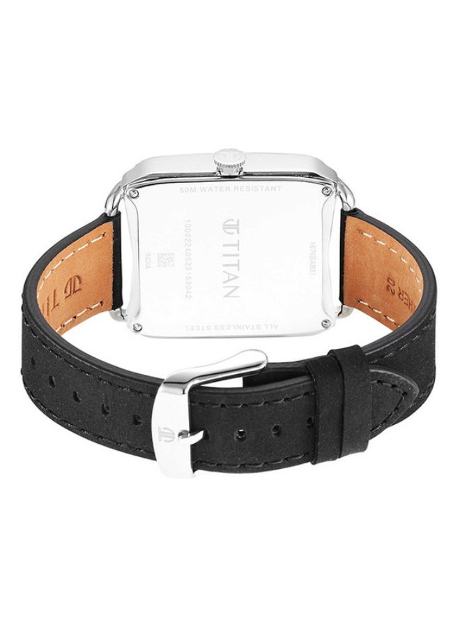Titan Classic Analogue Black Square Dial Black Leather Strap Watch for Men-1676SL03 - Image 5